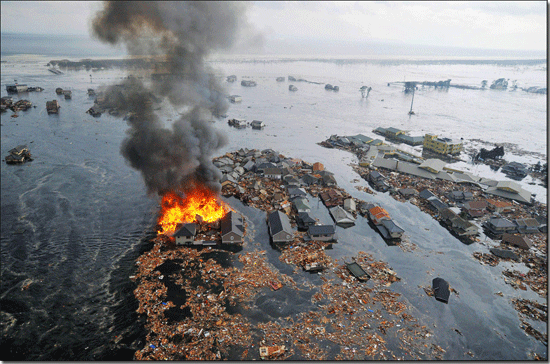 2011 Japan Houses swallowed by Tsunami 