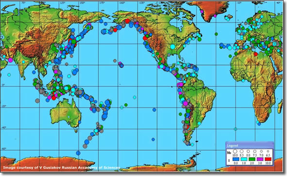 Tsunamis history map